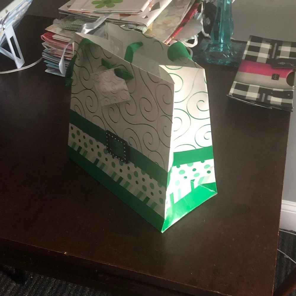 🛍️ Swirl & Polka Dot Gift Bag with Ribbon and Buckle
